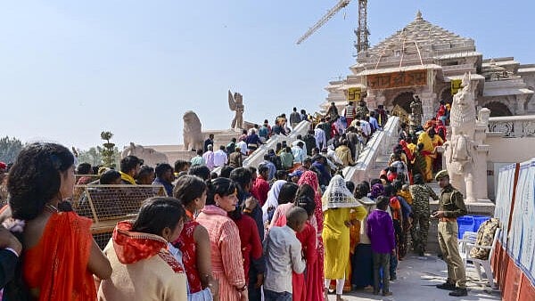 <div class="paragraphs"><p>Devotees wait in queues to visit the Ram Mandir, in Ayodhya, Sunday, February 11, 2024</p></div>