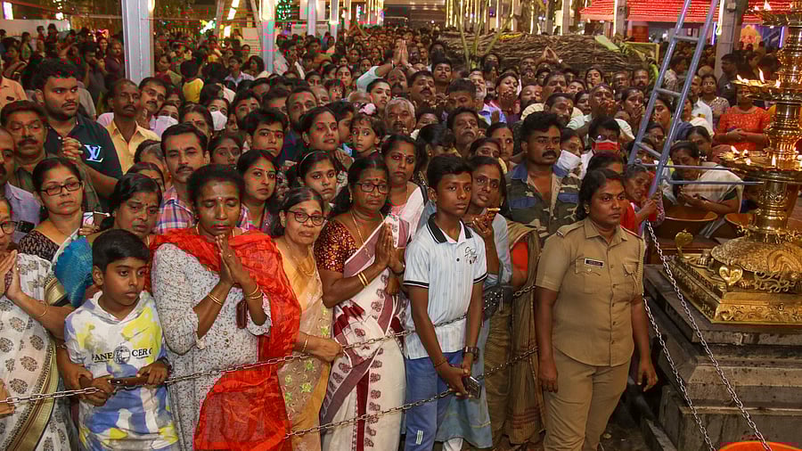 <div class="paragraphs"><p>Thiruvananthapuram: Devotees wait for darshan at the Attukal Devi Temple ahead of Attukal Pongala Festival, in Thiruvananthapuram, Sunday, Feb. 18, 2024. </p></div>
