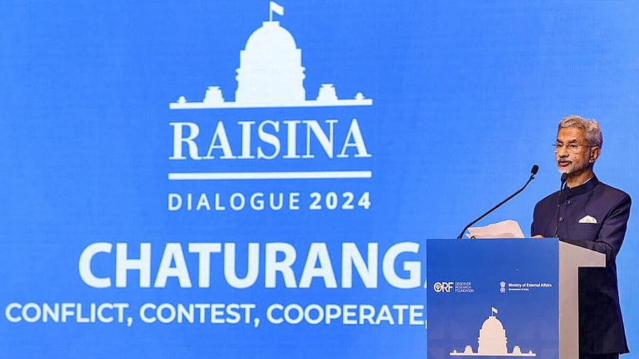 <div class="paragraphs"><p>External Affairs Minister S. Jaishankar speaks during the Raisina Dialogue 2024, in New Delhi.</p></div>
