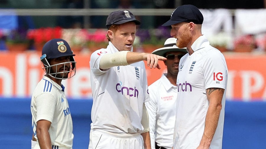 <div class="paragraphs"><p>Ben Stokes with Ollie Pope during the fourth test match between India and England. </p></div>