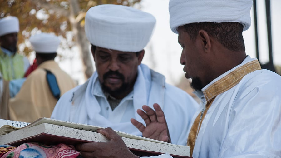 <div class="paragraphs"><p>Representative image showing Kessim, religious leaders of the Ethiopian Jews, prepare for the Sigd prayers in Jerusalem, Israel. The Sigd is an annual holiday of the Ethiopian Jews.</p></div>
