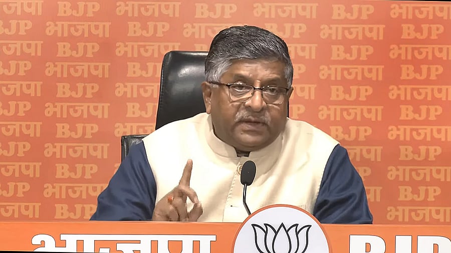 <div class="paragraphs"><p>Senior BJP leader Ravi Shankar Prasad addresses a press conference at BJP HQ, in New Delhi.</p></div>
