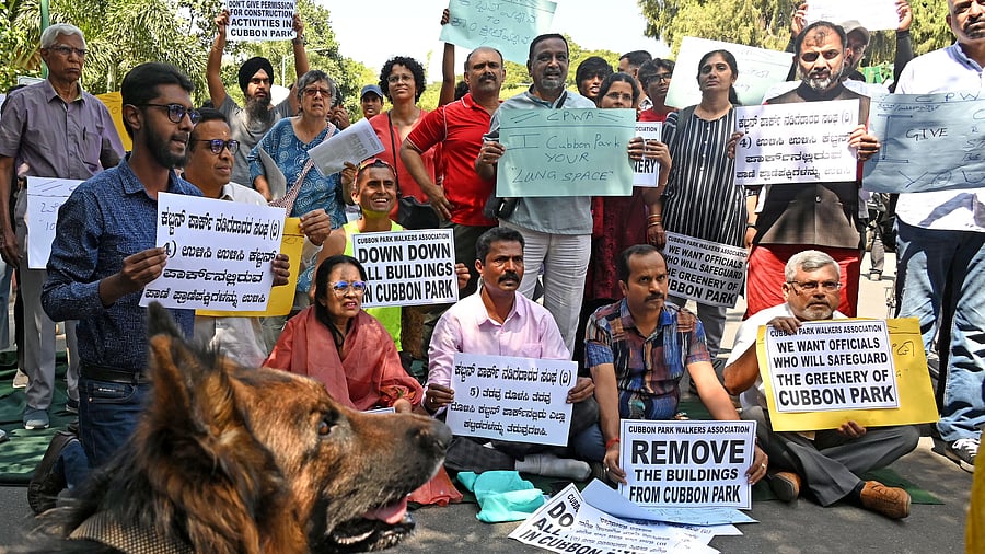 <div class="paragraphs"><p>The protest was organised by the Cubbon Park Walkers' Association in collaboration with Heritage Beku, We Love Cubbon Park, and other groups, on Sunday. </p></div>
