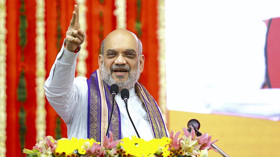 <div class="paragraphs"><p>Union Home Minister Amit Shah addresses during the inauguration and foundation stone laying of various projects of Gandhinagar Municipal Corporation, in Gandhinagar, on&nbsp; Tuesday.</p></div>
