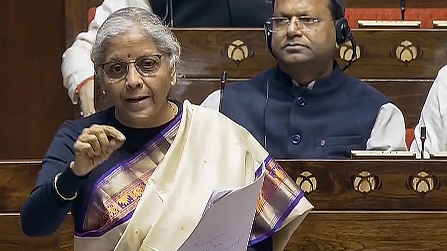 <div class="paragraphs"><p>Union Finance Minister Nirmala Sitharaman speaks in the Rajya Sabha. </p></div>