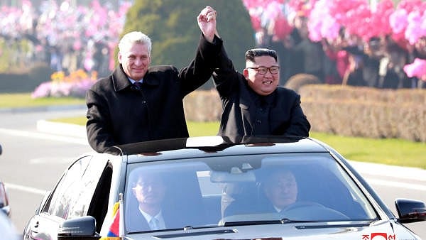 <div class="paragraphs"><p>In this November 4, 2018 photo, Cuban President Miguel Diaz-Canel is seen with&nbsp;North Korean leader Kim Jong Un during a visit to Pyongyang.</p></div>