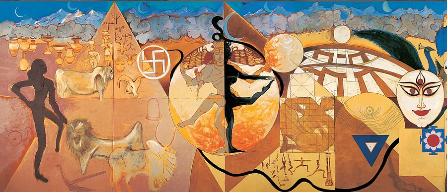 <div class="paragraphs"><p>Das' mural at the old Parliament building in New Delhi.</p></div>