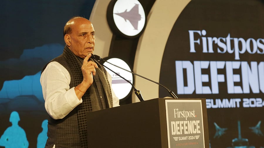 <div class="paragraphs"><p>Union Defence Minister Rajnath Singh addresses the inaugural session of Firstpost Defence Summit 2024 in New Delhi</p></div>