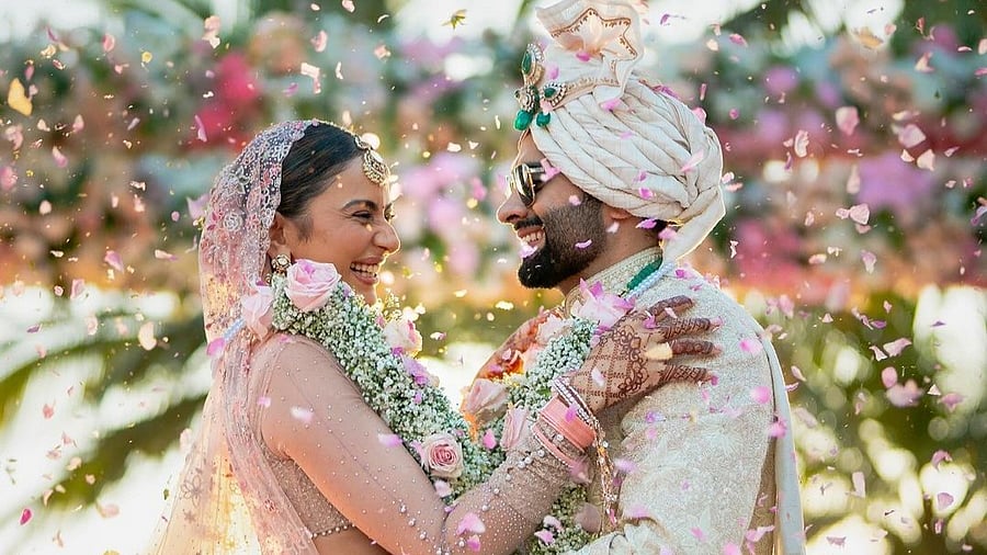 <div class="paragraphs"><p>Rakul Preet Singh and&nbsp; Jackky Bhagnan during their wedding.</p></div>