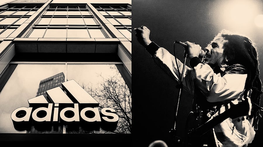 <div class="paragraphs"><p>A collage showing the Adidas logo and legendary reggae musician Bob Marley.</p></div>