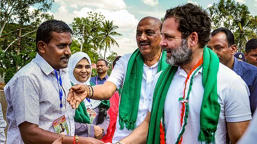 <div class="paragraphs"><p>A file photo of Congress leader Rahul Gandhi during an interaction with farmers in Belagavi district.</p></div>