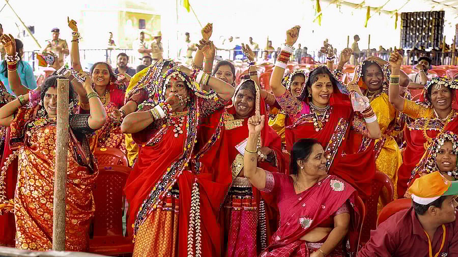 <div class="paragraphs"><p>Women during Prime Minister Narendra Modi's election rally ahead of Lok Sabha polls, in Karnataka's Shivamogga.</p></div>