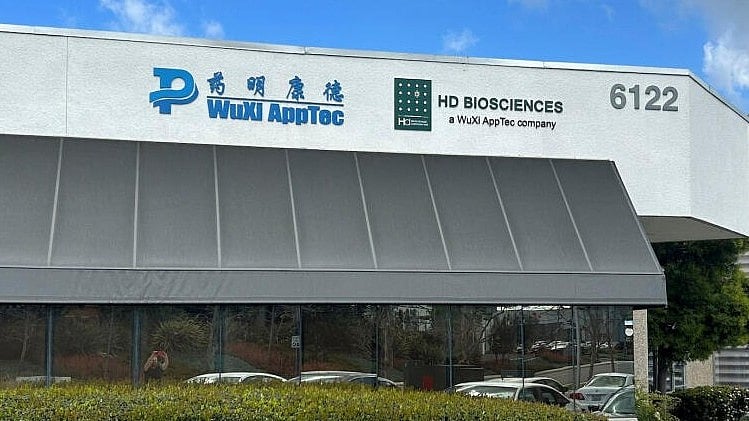 <div class="paragraphs"><p>A sign outside a Wuxi AppTec facility is pictured, in San Diego, U.S., March 25, 2024.</p></div>