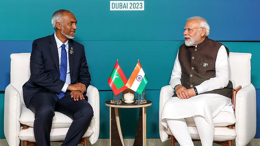 <div class="paragraphs"><p>File photo of Prime Minister Narendra Modi in a meeting with President of Maldives Mohamed Muizzu.</p></div>