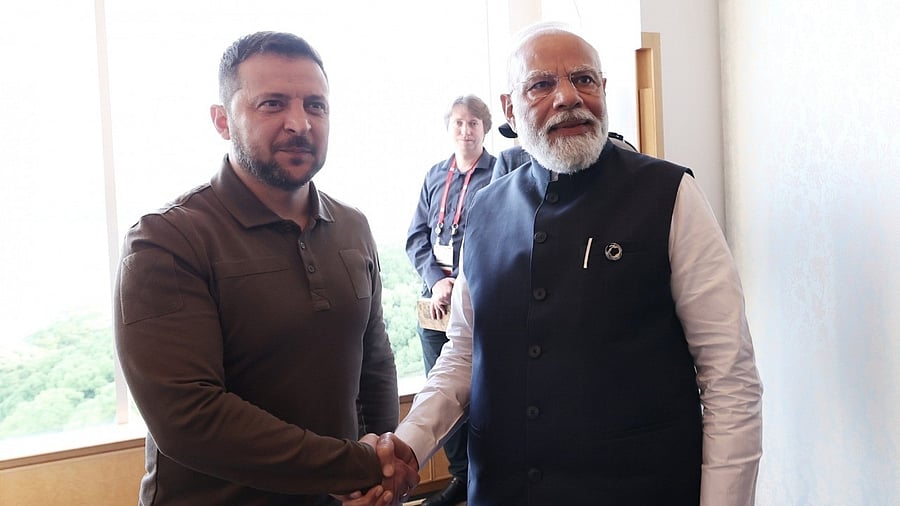 <div class="paragraphs"><p>File photo of PM Narendra Modi with Ukrainian President Volodymyr Zelenskyy. </p></div>