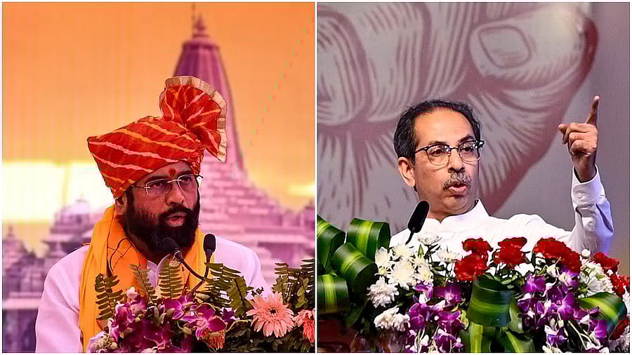 <div class="paragraphs"><p>Maharashtra Chief Minister Eknath Shinde (L) and Shiv Sena (UBT) chief Uddhav Thackeray (R).</p></div>