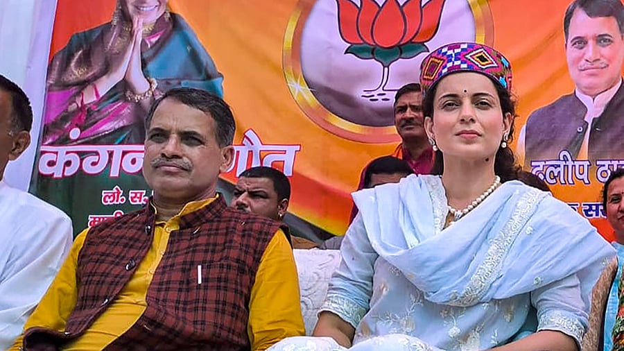 <div class="paragraphs"><p>Mandi: BJP candidate actor Kangana Ranaut during an election campaign rally ahead of Lok Sabha elections, in Mandi, March 29, 2024.</p></div>