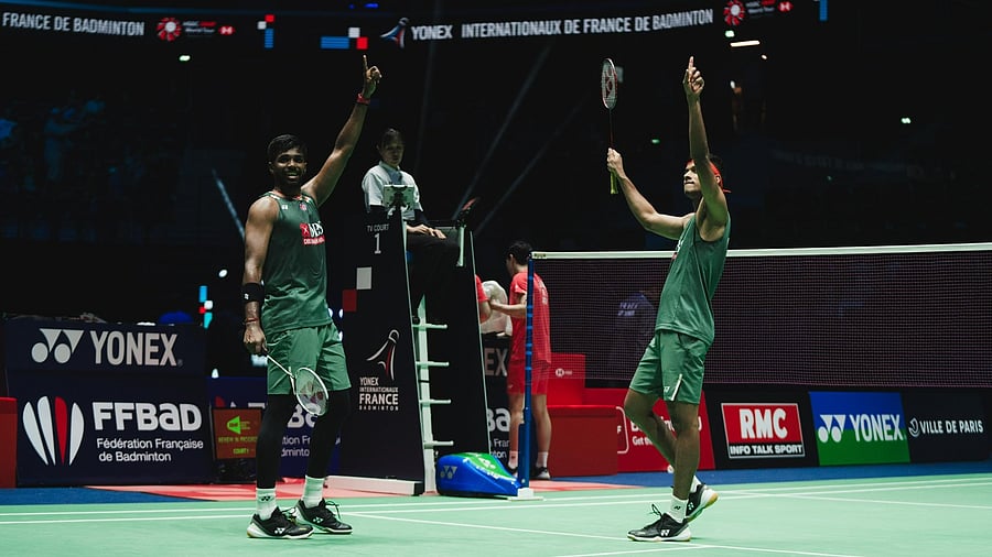 <div class="paragraphs"><p>Satwiksairaj Rankireddy (left) and Chirag Shetty created history in France.</p></div>