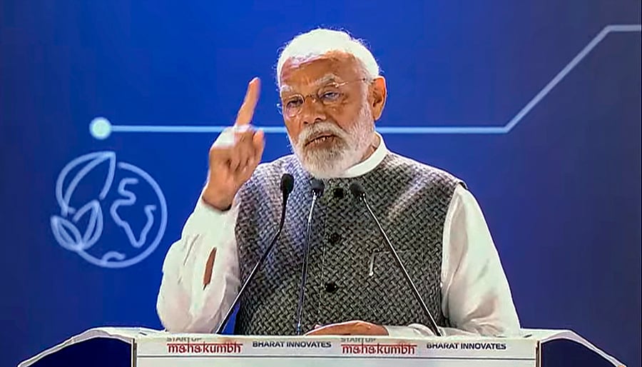 <div class="paragraphs"><p> Delhi: Prime Minister Narendra Modi addresses the 'Startup Mahakumbh' at the Bharat Mandapam, in New Delhi, Wednesday, March 20, 2024. </p></div>