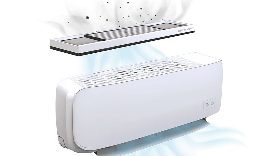 <div class="paragraphs"><p>The purifier does not run on electricity and works sitting atop the AC unit. </p></div>