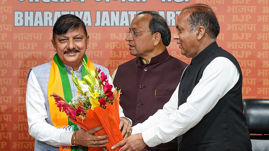 <div class="paragraphs"><p>Former Congress leader Rajinder Rana joins Bharatiya Janata Party (BJP) in the presence of former Himachal Pradesh CM and party leader Jairam Thakur, in New Delhi, Saturday, March 23, 2024. </p></div>