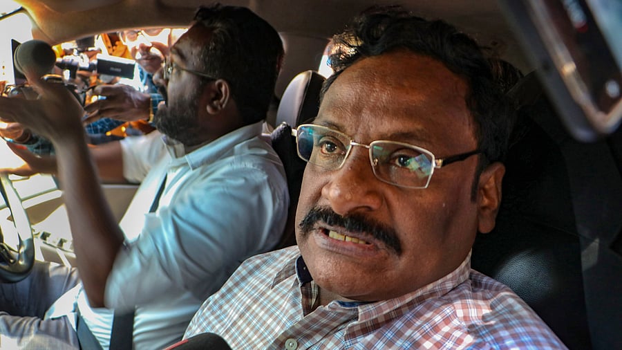 <div class="paragraphs"><p>Former Delhi University professor G N Saibaba speaks with the media after he was released from the Nagpur Central Jail, two days after the Bombay High Court acquitted him in an alleged Maoist links case, in Nagpur, Thursday, March 7, 2024. </p></div>