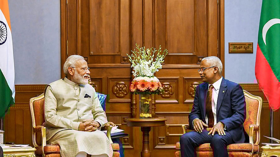 <div class="paragraphs"><p>File Photo: Prime Minister Narendra Modi with then President of Maldives Ibrahim Mohamed Solih at Male, in Maldives, June 8, 2019.</p></div>