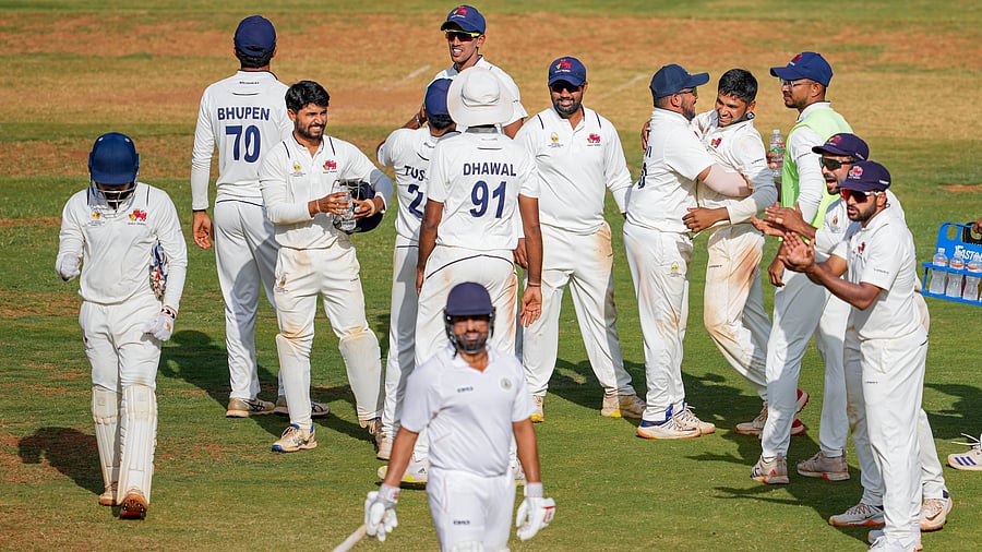 <div class="paragraphs"><p>Mumbai during the fourth day of the Ranji Trophy final match between Mumbai and Vidarbha, at the Wankhede Stadium, in Mumbai, on Wednesday.</p></div>