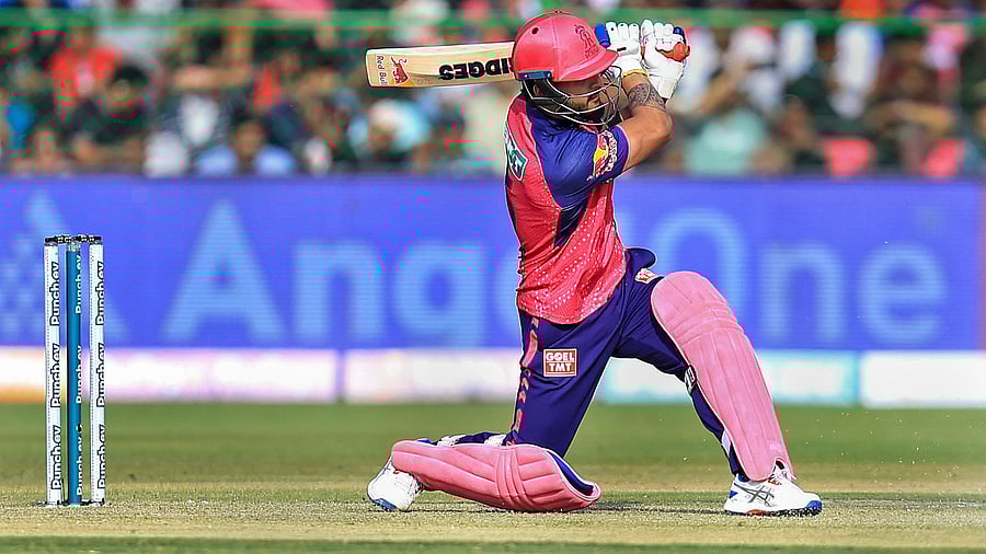 <div class="paragraphs"><p>Rajasthan Royals batter Riyan Parag plays a shot during the IPL 2024 </p></div>