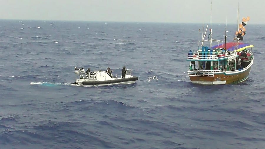 <div class="paragraphs"><p>Indian Coast Guard Ship (ICGS) Vajra in the Gulf of Mannar.&nbsp;</p></div>