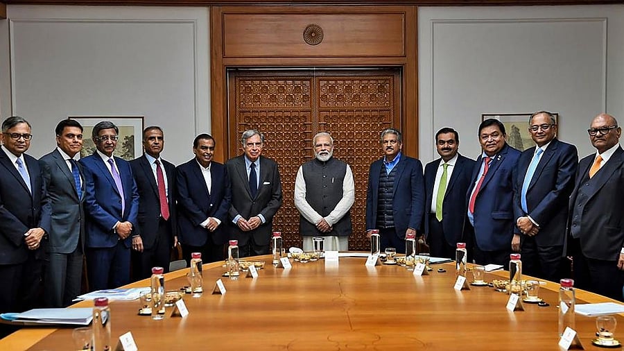 <div class="paragraphs"><p>PM Modi during a meeting with business stalwarts.</p></div>