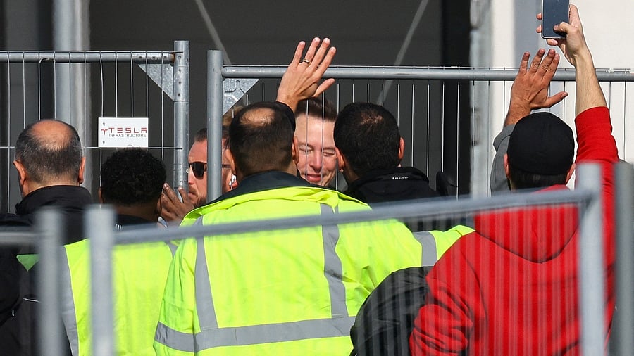 <div class="paragraphs"><p>Tesla CEO Elon Musk visits the carmaker's European gigafactory, in Gruenheide, March 13, 2024.</p></div>