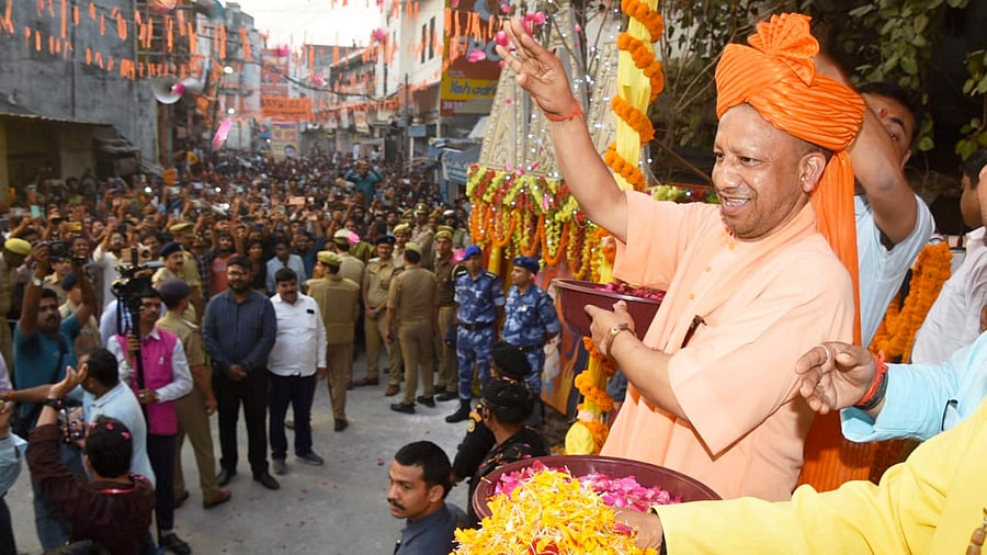 <div class="paragraphs"><p>UP Chief Minister Yogi Adityanath attends Holika Dahan'' celebration in Gorakhpur, on Sunday.</p></div>