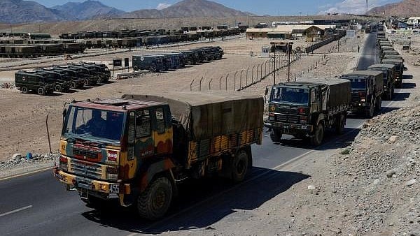 <div class="paragraphs"><p>Military trucks carrying supplies move towards forward areas in the Ladakh region.</p></div>