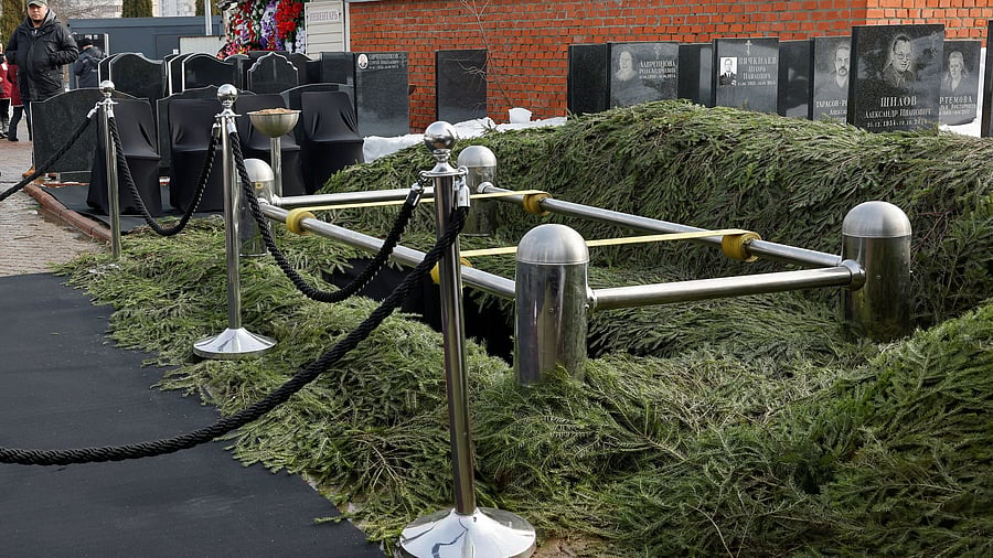 <div class="paragraphs"><p>A  grave, where reportedly Russian opposition politician Alexei Navalny will be buried, during preparations for Navalny's funeral at the Borisovskoye cemetery in Moscow, Russia on March 1, 2024. </p></div>