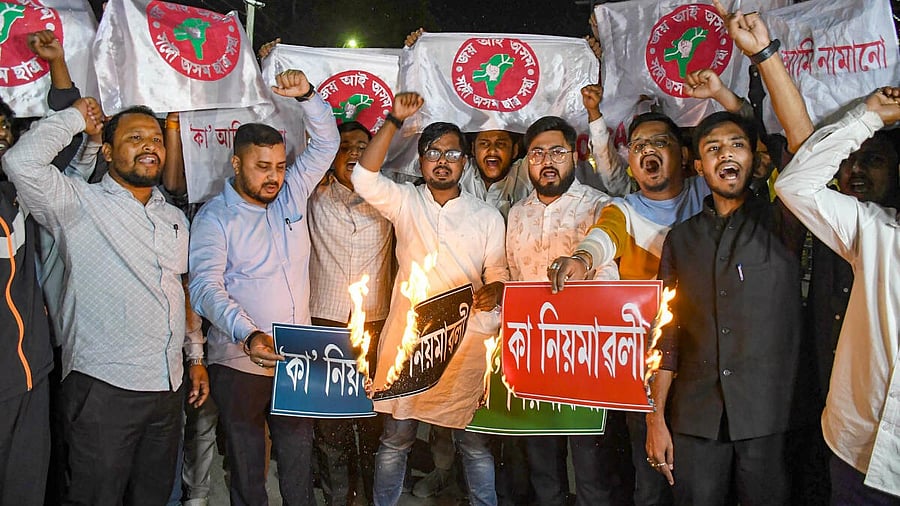 <div class="paragraphs"><p>Protest after Centre notified CAA rules.</p></div>