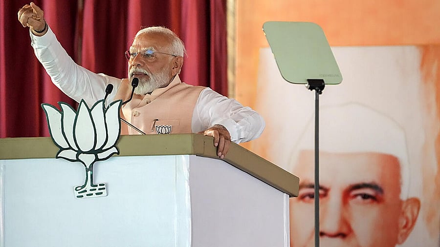 <div class="paragraphs"><p>Prime Minister Narendra Modi addresses an election campaign rally in Meerut on Sunday, March 31, 2024. </p></div>