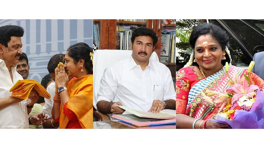 <div class="paragraphs"><p>DMK MP T Sumathy,&nbsp;AIADMK ex-MP Dr J Jayavardhan,&nbsp;BJP leader Tamilisai Soundararajan.</p></div>