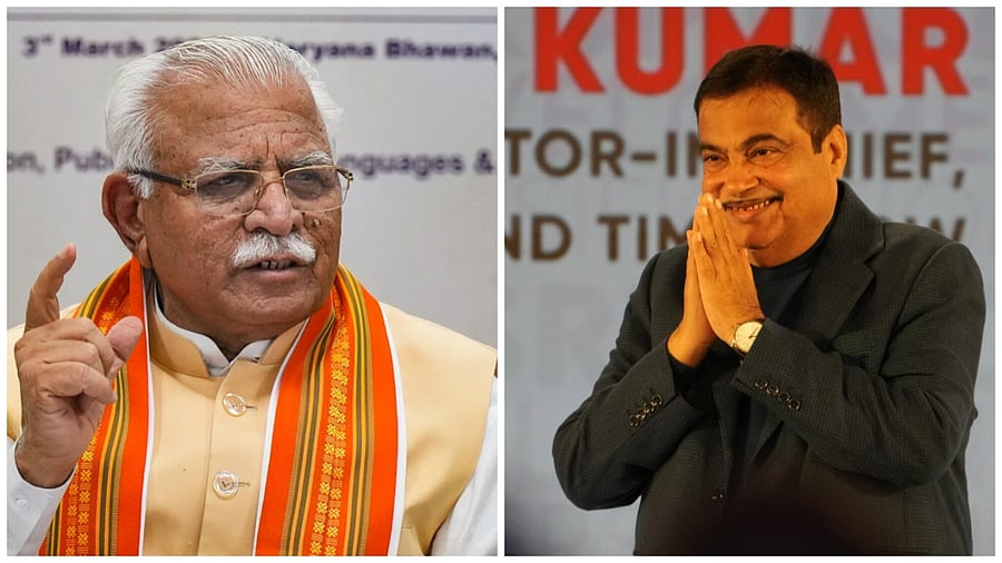 <div class="paragraphs"><p>Manohar Lal Khattar, Nitin Gadkari file photos.</p></div>