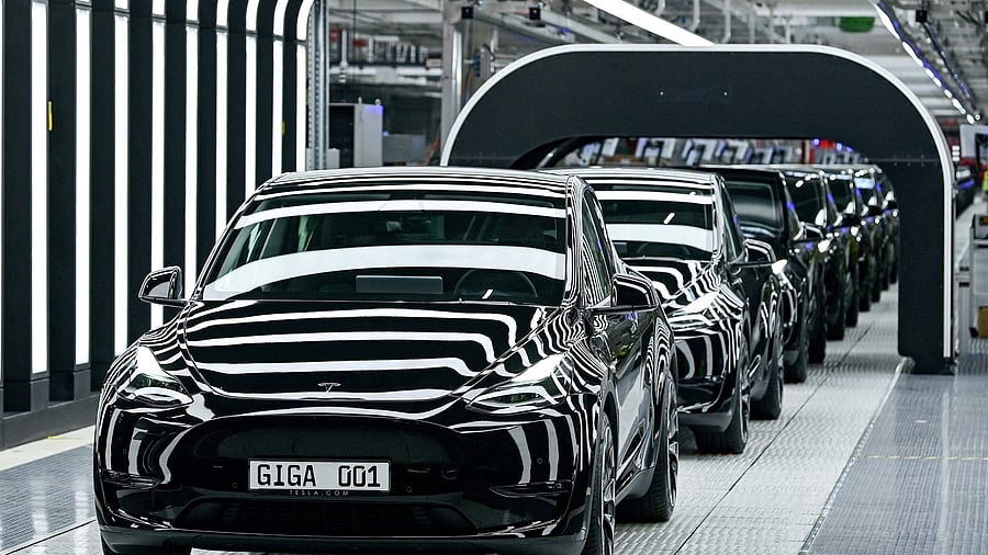 <div class="paragraphs"><p>Model Y cars are pictured during the opening ceremony of the new Tesla Gigafactory for electric cars in  Germany.</p></div>