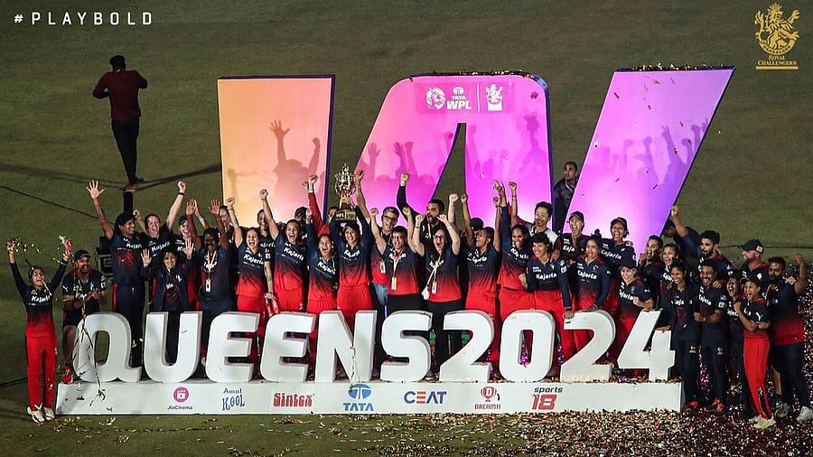 <div class="paragraphs"><p>Royal Challengers Bangalore (RCB) players celebrate after winning the WPL-T20 maiden title.</p></div>