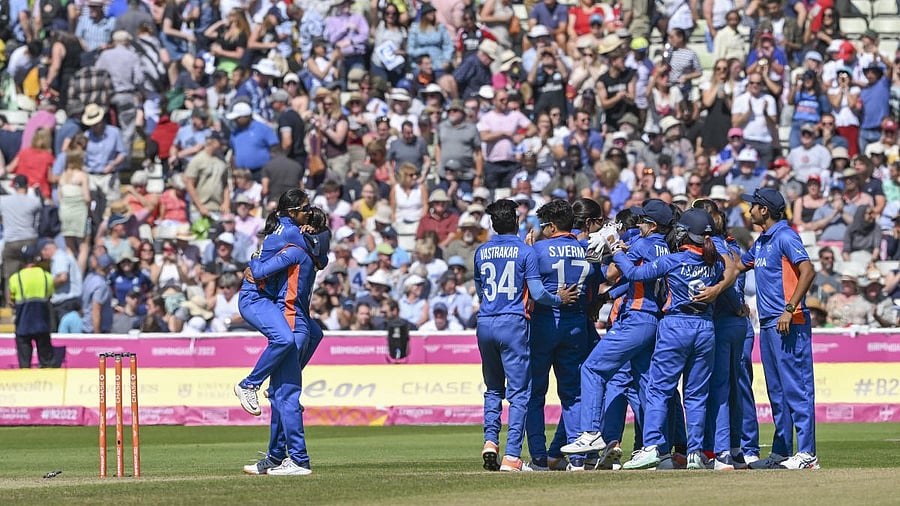 <div class="paragraphs"><p>Team India's women players celebrate a match win against England. </p></div>