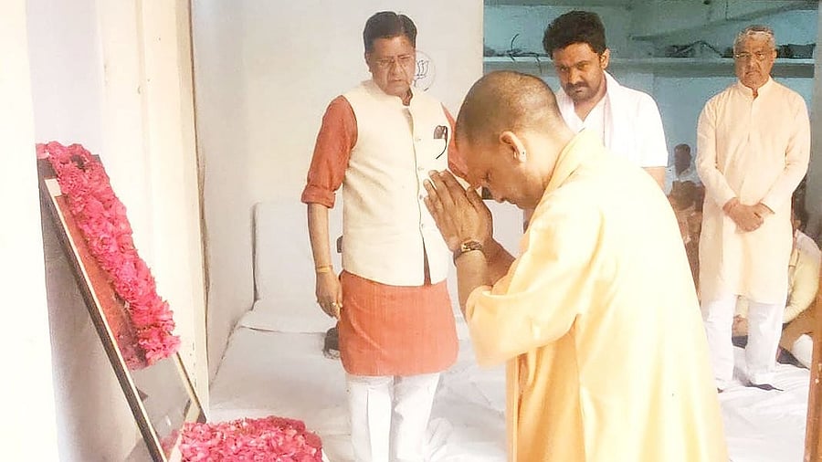 <div class="paragraphs"><p>Uttar Pradesh Chief Minister Yogi Adityanath at the Gorakhpur temple on the occasion of Hanuman Jayanti, April 23, 2024.</p></div>