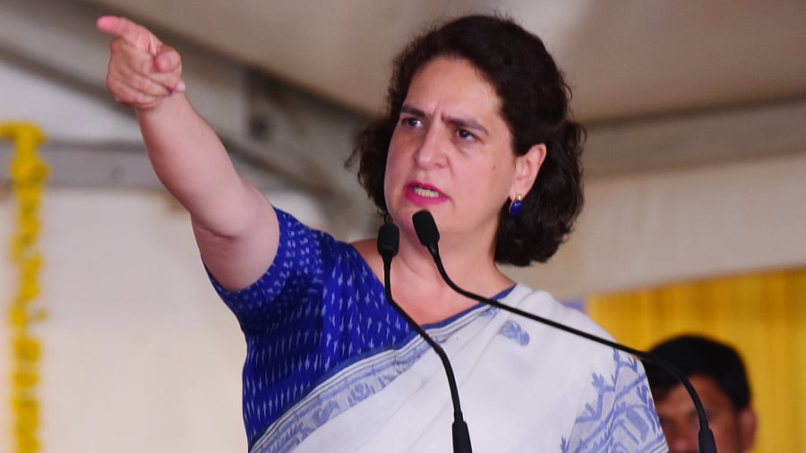<div class="paragraphs"><p>Congress leader Priyanka Gandhi addresses a public meeting for Lok Sabha elections, in&nbsp;Chitradurga, on Tuesday.</p></div>