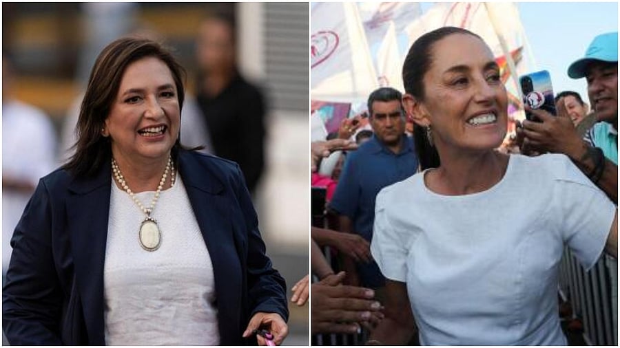<div class="paragraphs"><p> Gálvez (L) and Sheinbaum (R), top two candidates for elections.</p></div>