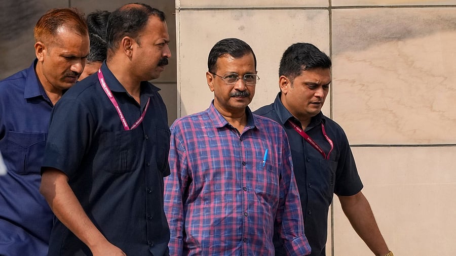 <div class="paragraphs"><p>Delhi Chief Minister and AAP Convenor Arvind Kejriwal leaves from the Rouse Avenue Court in the excise policy-linked money laundering case, in New Delhi. </p></div>