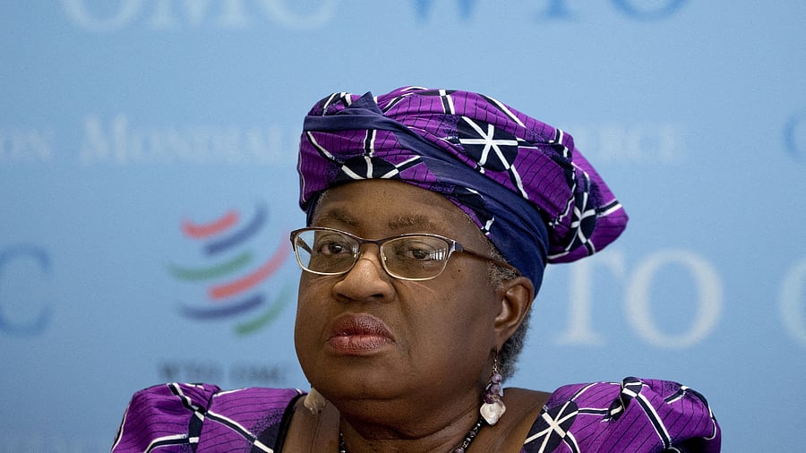 <div class="paragraphs"><p>World Trade Organization Director-General Ngozi Okonjo-Iweala attends a news conference in Geneva, Switzerland, October 5, 2022.</p></div>