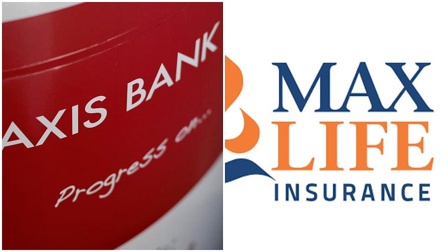 <div class="paragraphs"><p>Axis Bank (L) and Max Life Insurance(R) logos</p></div>