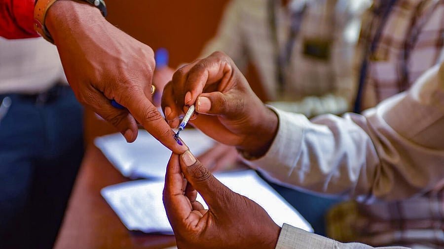 <div class="paragraphs"><p>Representative image of a man before casting his vote.</p></div>