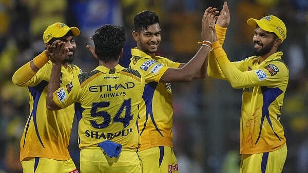 <div class="paragraphs"><p>Chennai Super Kings batter Matheesha Pathirana celebrates the wicket of Mumbai Indians batter Ishan Kishan during the Indian Premier League (IPL) cricket match between Chennai Super Kings and Mumbai Indians, at Wankhede Stadium in Mumbai, Sunday, April 14, 2024.</p></div>
